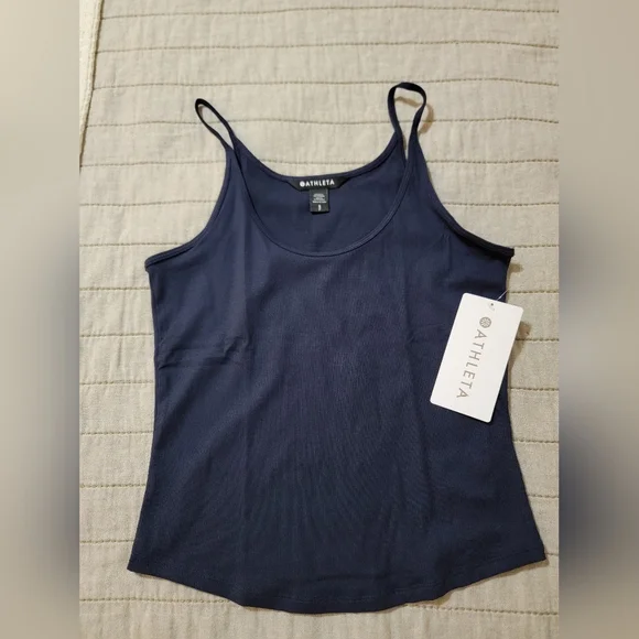 ✨️ NEW Athleta Signature Rib Thin Strap Tank in Navy - Picture 3 of 5
